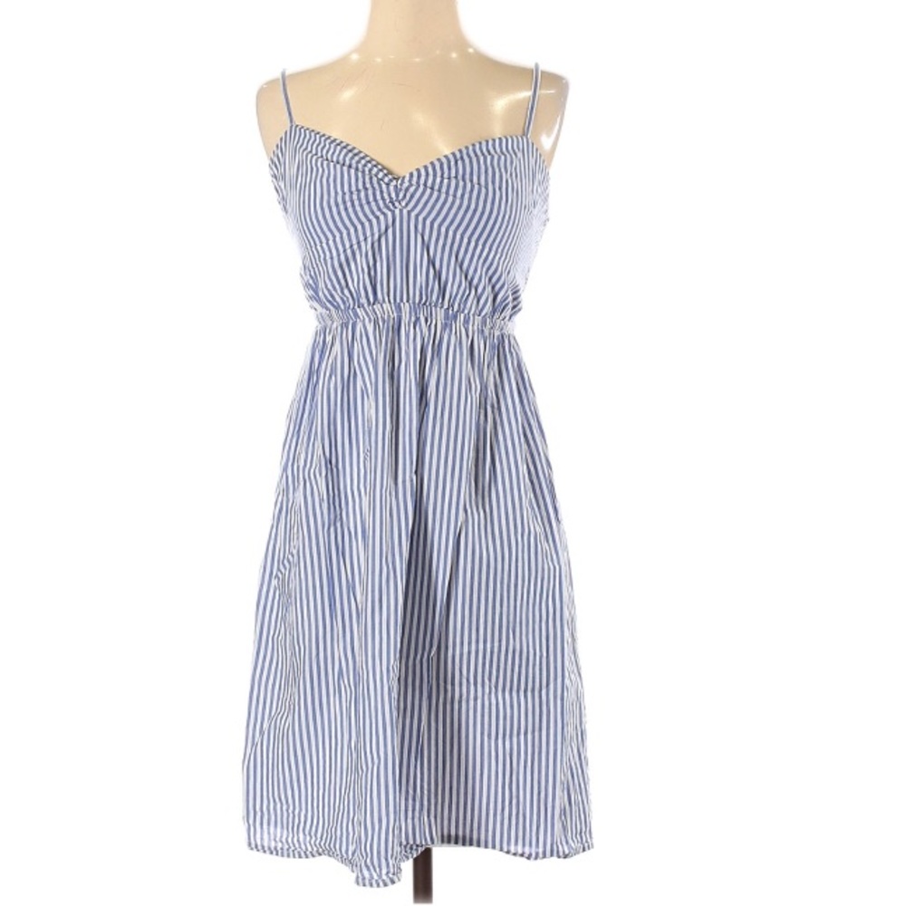 J. Crew Blue & White Stripe Fit & Flare Mini Dress